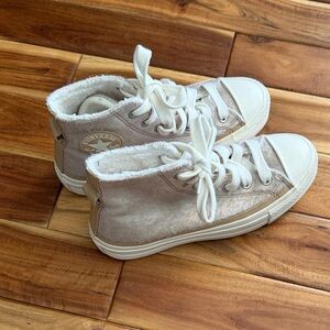 Converse High-Top Sneakers - Cream and Tan Platform